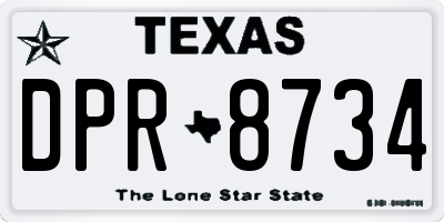 TX license plate DPR8734