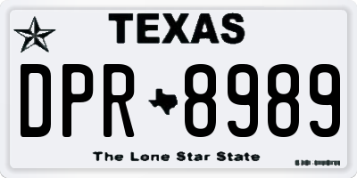 TX license plate DPR8989