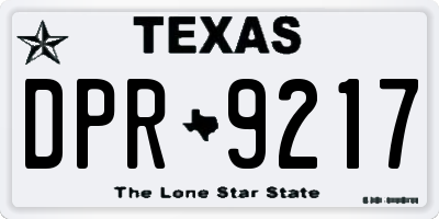 TX license plate DPR9217