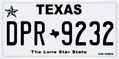 TX license plate DPR9232