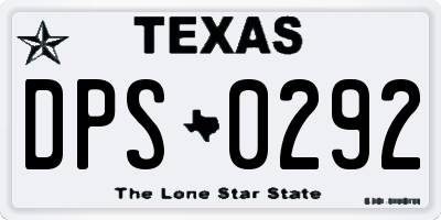 TX license plate DPS0292