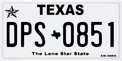 TX license plate DPS0851