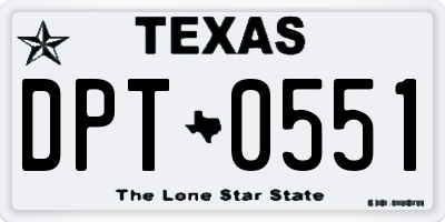 TX license plate DPT0551