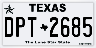 TX license plate DPT2685