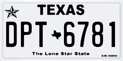 TX license plate DPT6781