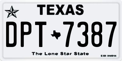 TX license plate DPT7387