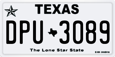 TX license plate DPU3089
