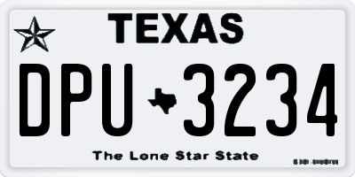 TX license plate DPU3234