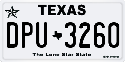 TX license plate DPU3260