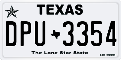 TX license plate DPU3354