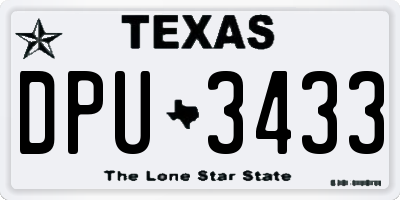 TX license plate DPU3433