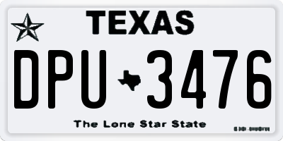 TX license plate DPU3476