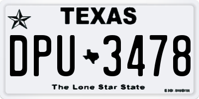 TX license plate DPU3478