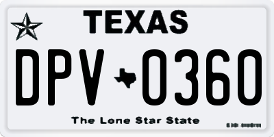 TX license plate DPV0360