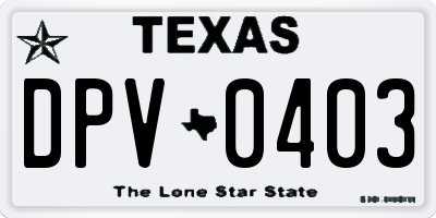 TX license plate DPV0403