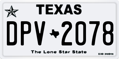 TX license plate DPV2078