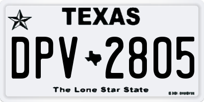 TX license plate DPV2805