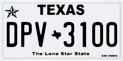 TX license plate DPV3100