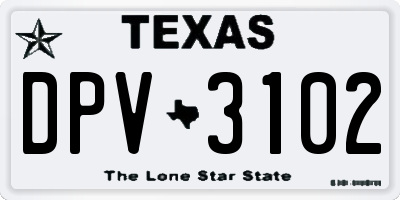 TX license plate DPV3102