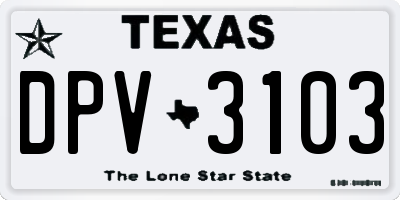 TX license plate DPV3103