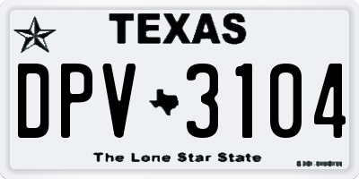 TX license plate DPV3104