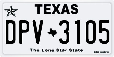 TX license plate DPV3105