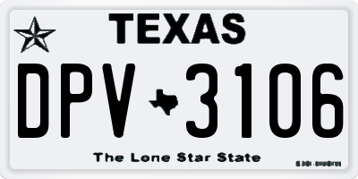 TX license plate DPV3106