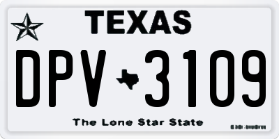 TX license plate DPV3109