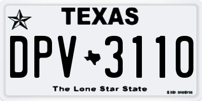 TX license plate DPV3110