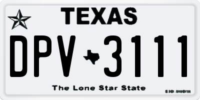 TX license plate DPV3111