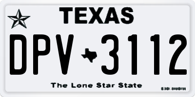 TX license plate DPV3112