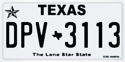 TX license plate DPV3113