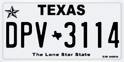 TX license plate DPV3114