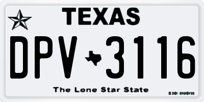 TX license plate DPV3116