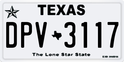 TX license plate DPV3117