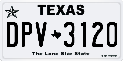 TX license plate DPV3120