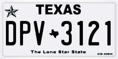 TX license plate DPV3121