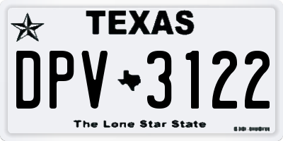 TX license plate DPV3122