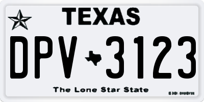 TX license plate DPV3123