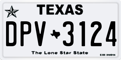 TX license plate DPV3124