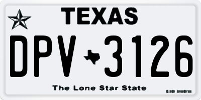 TX license plate DPV3126