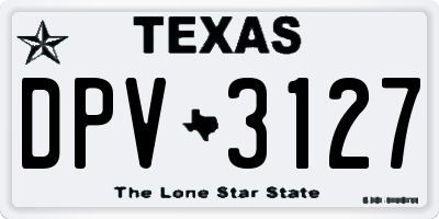 TX license plate DPV3127