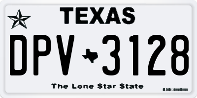 TX license plate DPV3128