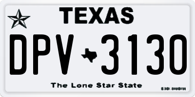 TX license plate DPV3130