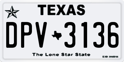 TX license plate DPV3136