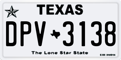 TX license plate DPV3138