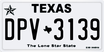 TX license plate DPV3139