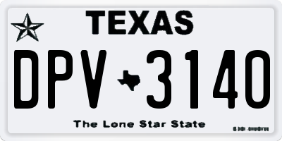 TX license plate DPV3140