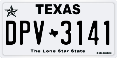 TX license plate DPV3141