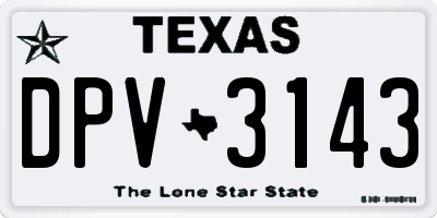 TX license plate DPV3143